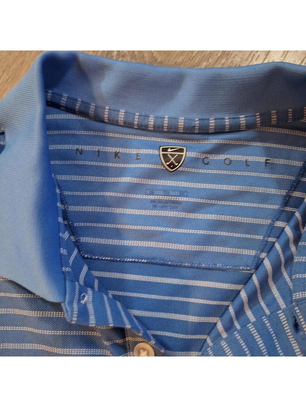 Nike Golf Men's Blue Polo Shirt with Stripes
